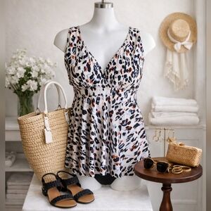 Leopard Print Swim Dress / Tankini Top | Plus Size 4X | NWOT